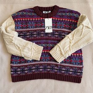 Zara contrasting knit jacquard sweater